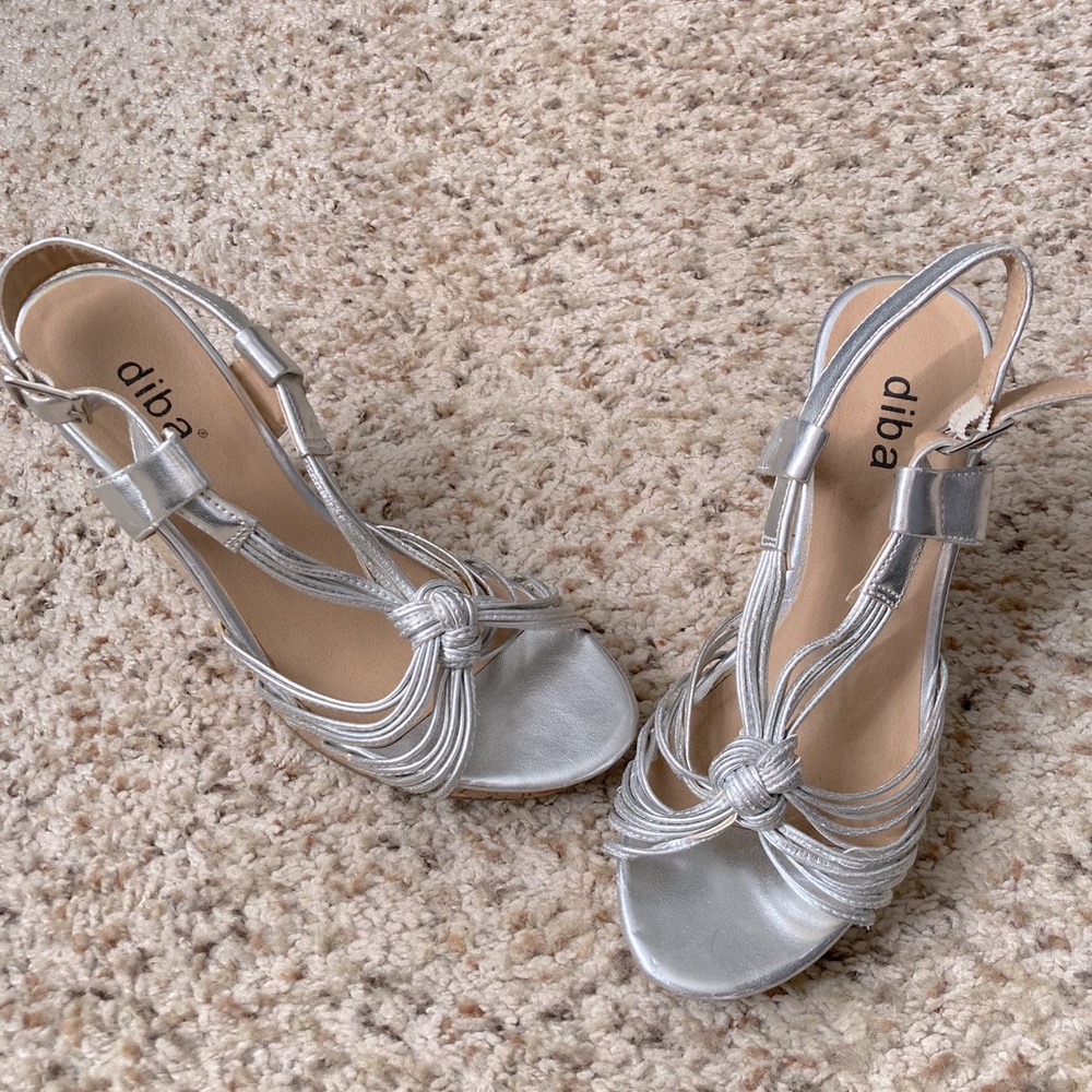 Silver wedged heels